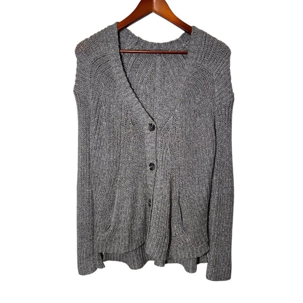 Vince Grey Knit Button Front Cotton Blend Cardigan Size Medium